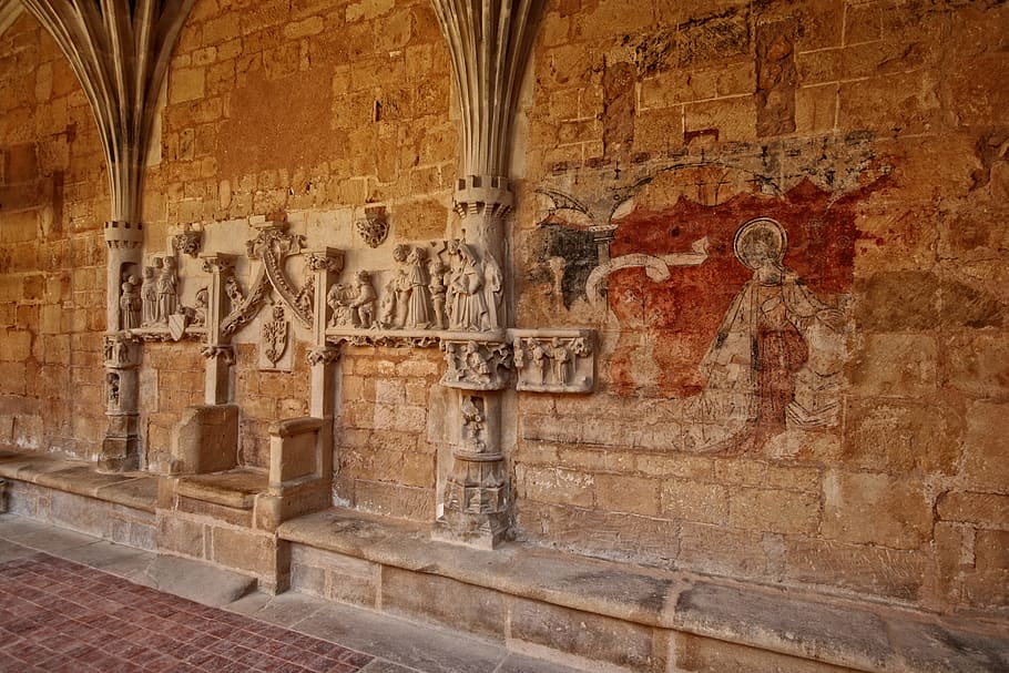 abbey of cadouin, dordogne, périgord, france, stones, cloister, architecture, art and craft, built structure, history