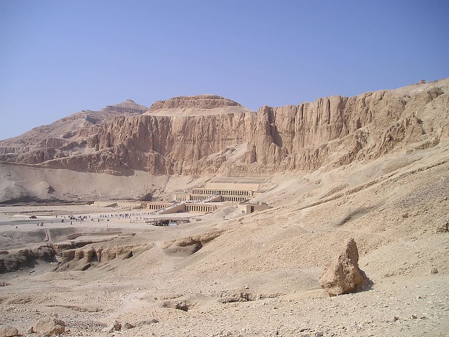 Egipto, Valle, Reyes, Templo, Hatshepsut, desierto, clima árido, día, paisaje, arena