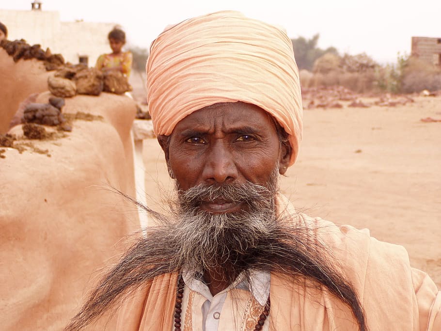 Hombre, Bart, indios, turbante, África, personas, hombres, desierto, India, una persona