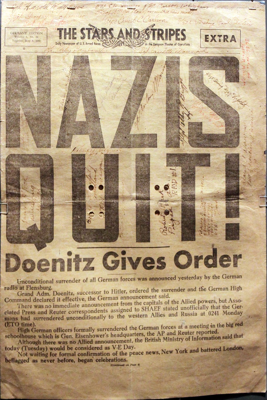 the stars and stripes extra, newspaper, nazis, ww2, daily, european, old, war, news, history