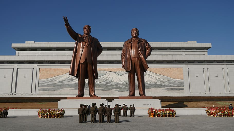 north korea, pyongyang, bronze, representation, sculpture, statue, art and craft, human representation, architecture, standing