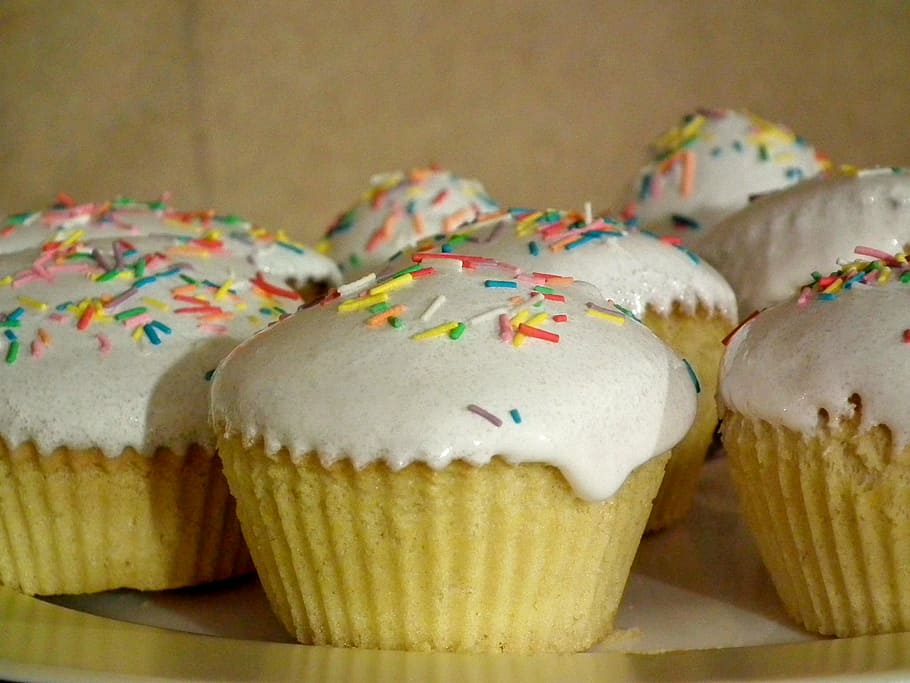 cupcakes, sprinkles, top, cupcake, cake, easter, baking, dessert, confectionery, paste products