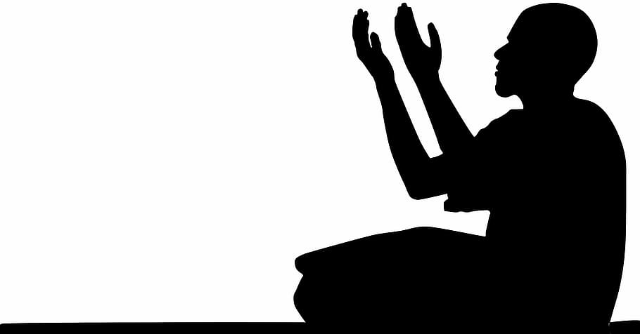 man silhouette illustration, praying man, prayer, cry, illustration, silhouette, people, back Lit, sitting, isolated