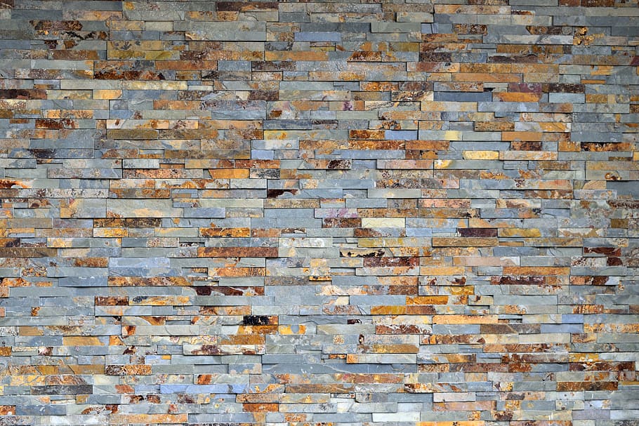 gray, brown, mosaic wallpaper, brick wall, design, exterior, building, architecture, background, backdrop
