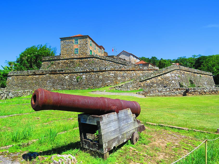 cannon, fortress, landscape, lawn, old cannon, strong, architecture, sky, built structure, nature