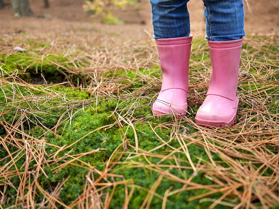 Autumn, Boots, Forest, low section, human body part, one person, grass, people, child, shoe