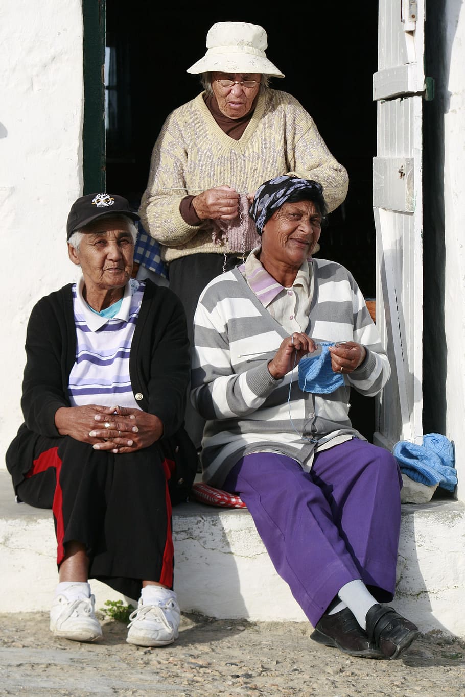 Arniston, Fishing Village, Old, Ladies, old ladies, knitting, outdoors, retired, hobby, people