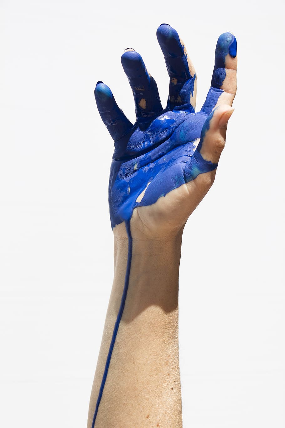 certo, humano, mão, pintar, mão humana, cor, azul, pintura, mãos, parte do corpo humano