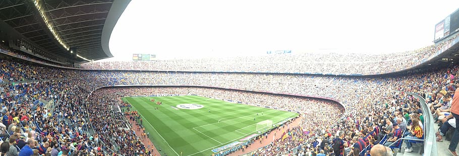 lapangan sepakbola, siang hari, lebih dari sekadar klub, stadion, camp nou, barca, fc barcelona, ​​liga, tribun, neymar
