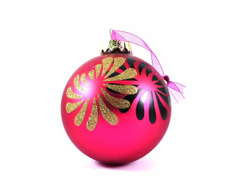 pink, black, glitter bauble, christmas ornament, merry christmas, decoration, holiday, xmas, season, december