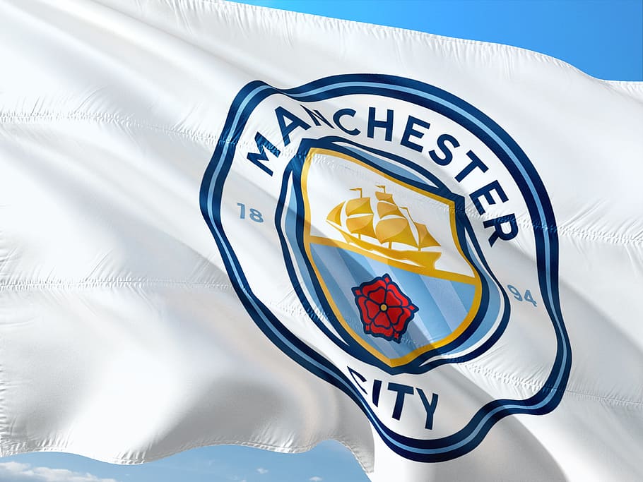 manchester city flag, football, soccer, europe, uefa, champions league, manchester city, nature, day, outdoors