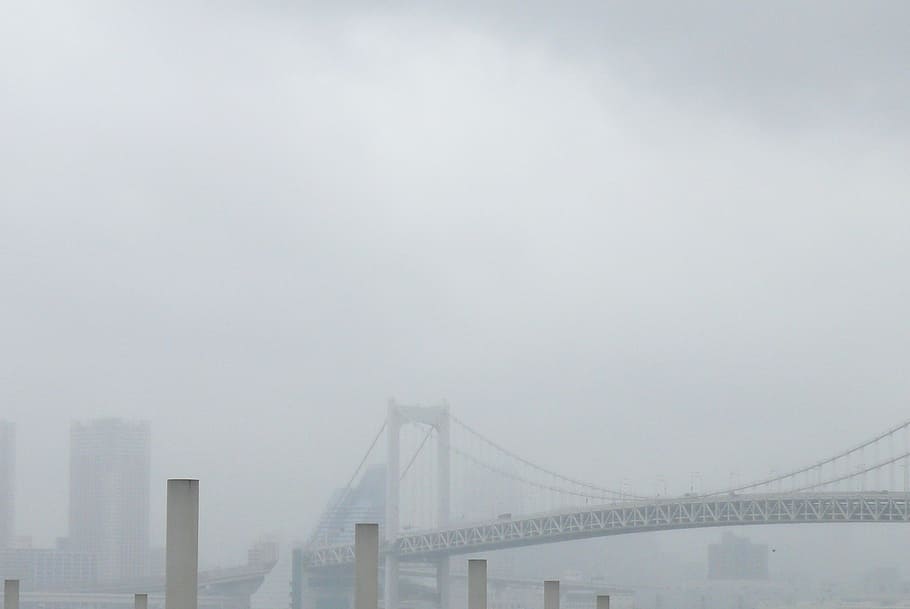 mist, wet cooling, japan, qi, built structure, architecture, fog, bridge, connection, bridge - man made structure