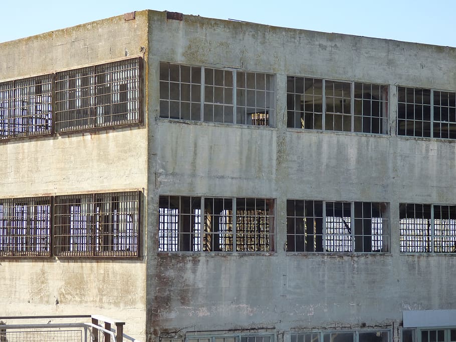 alcatraz, san francisco, abandoned building, jailhouse, derelict, concrete, jail, built structure, building exterior, architecture