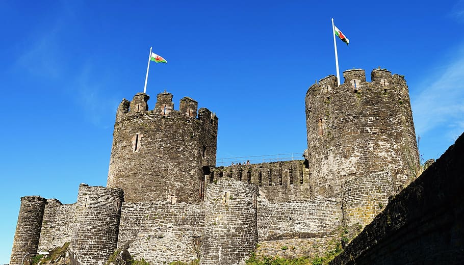 城, ウェールズ, タワー, イギリス, 歴史, 石, 壁, 古い, 観光, 砦