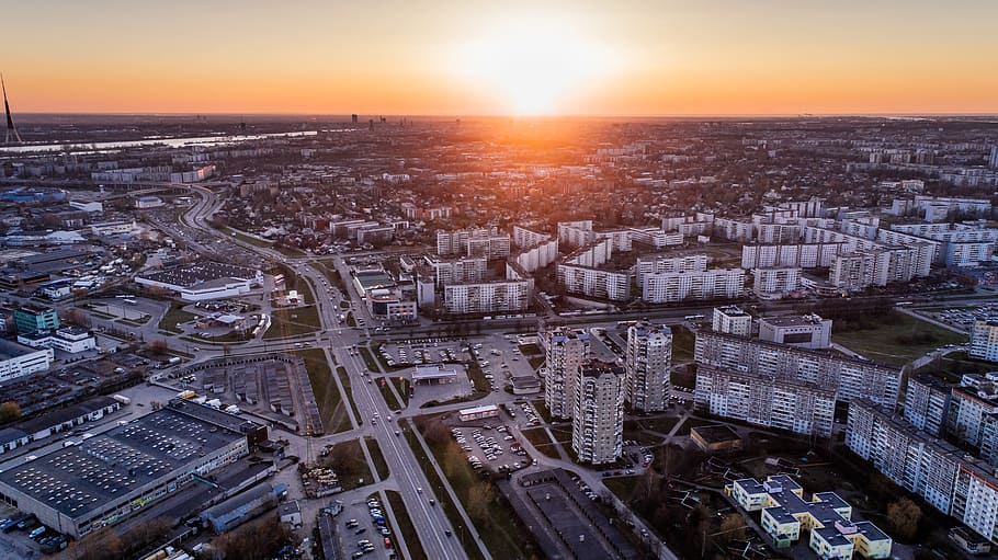 Riga Aerial View Latvia Drone City, Drone Landscape Architecture