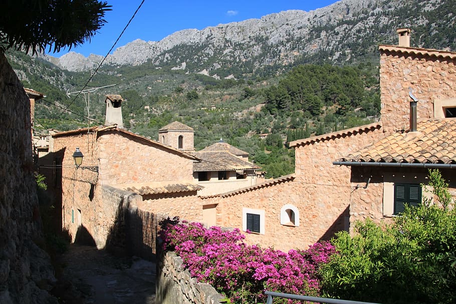 mallorca, village, south, village view, architecture, mediterranean, mountains, flair, roofs, window
