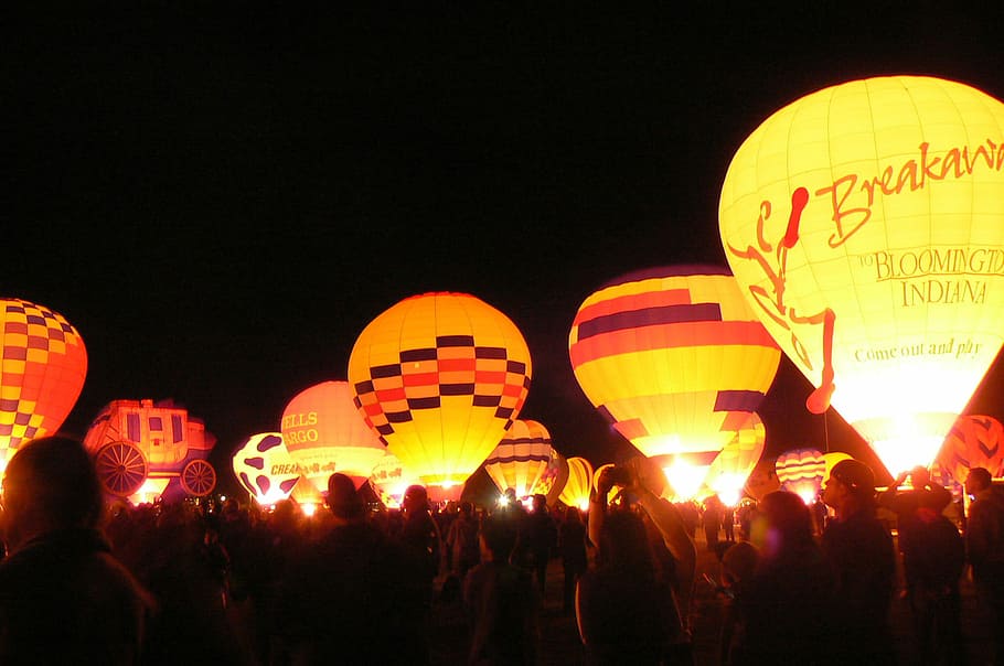 panas, cahaya balon udara, baru, meksiko, Hot Air Balloon, Cahaya, Albuquerque, New Mexico, festival, foto