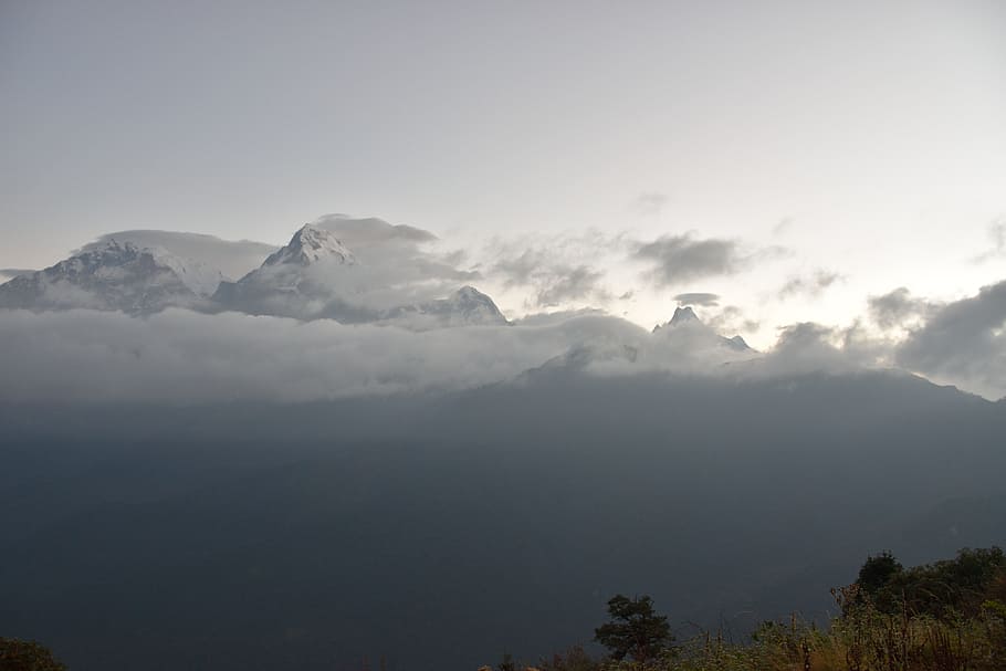 ネパール, アンナプルナ, 山, 自然, 風景, 雲, 自然の美しさ, 静けさ, 空, 風景-自然