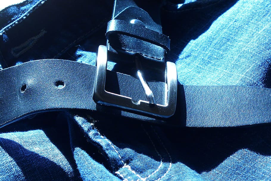 black, leather belt, blue, denim bottoms, belt, pants, leather, denim, fashion, clothing