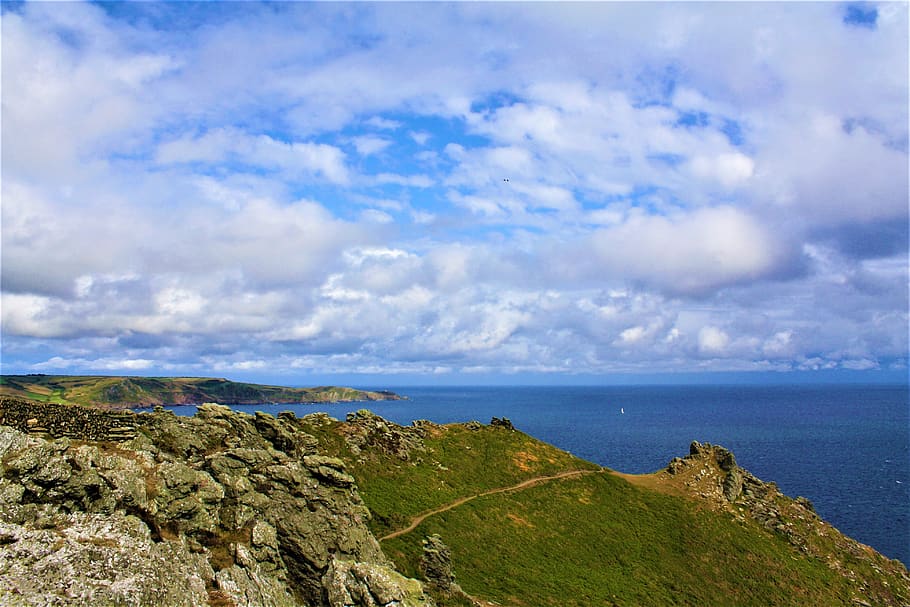 britannia, the south west of england, devon, ilfracombe, cliff, sky, horizon, cloud - sky, sea, scenics - nature