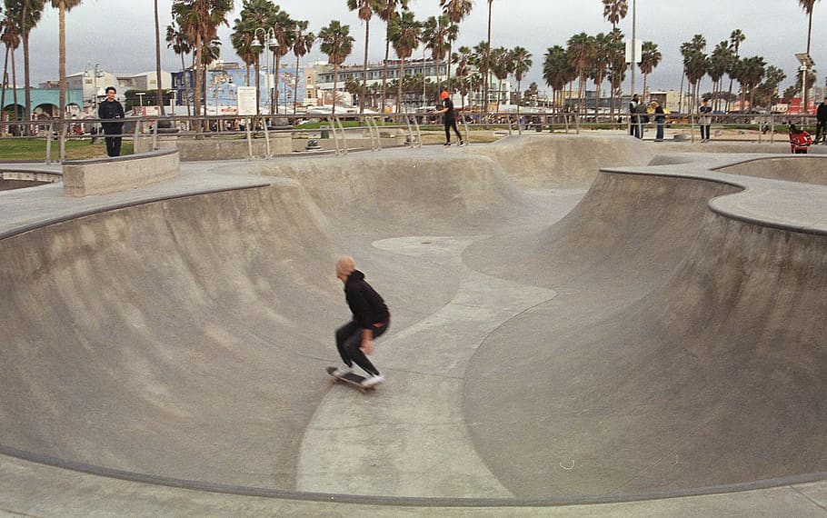 pemain skat, Skate, pemain skateboard, Venesia, olahraga, california, gerakan, mengaburkan, keseimbangan, tindakan