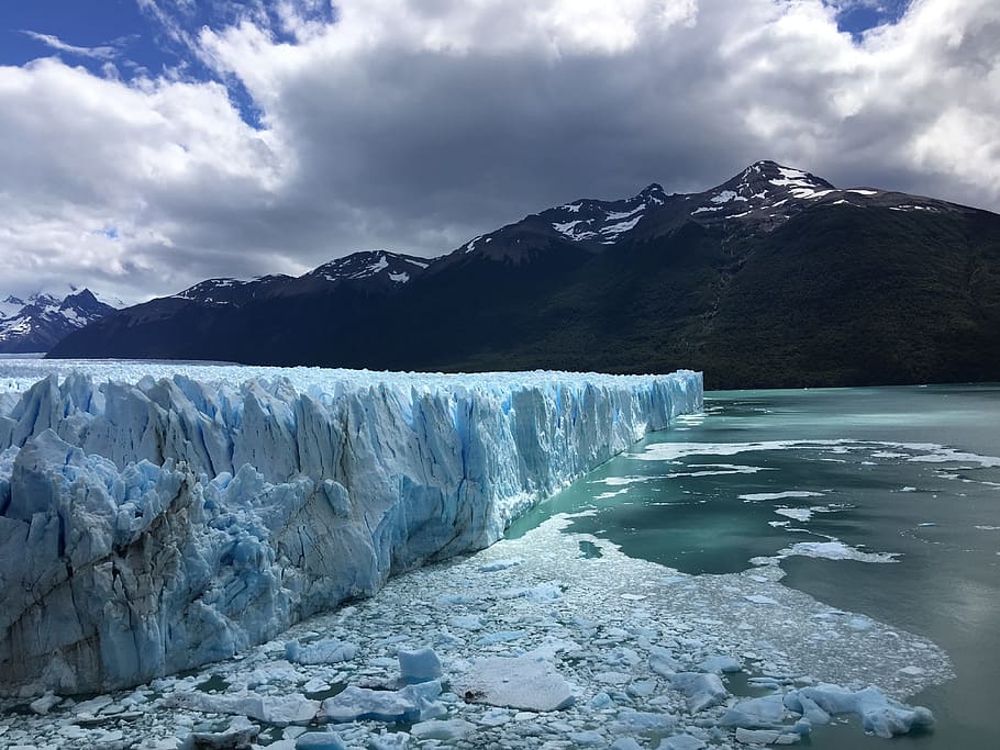 gletser, es, alam, argentina, patagonia, salju, cordillera, biru, dingin, natura