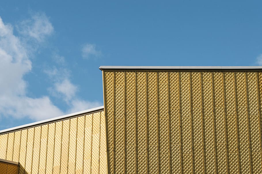 pared pintada de amarillo, arquitectura, edificio, infraestructura, azul, cielo, nube, exterior del edificio, estructura construida, día