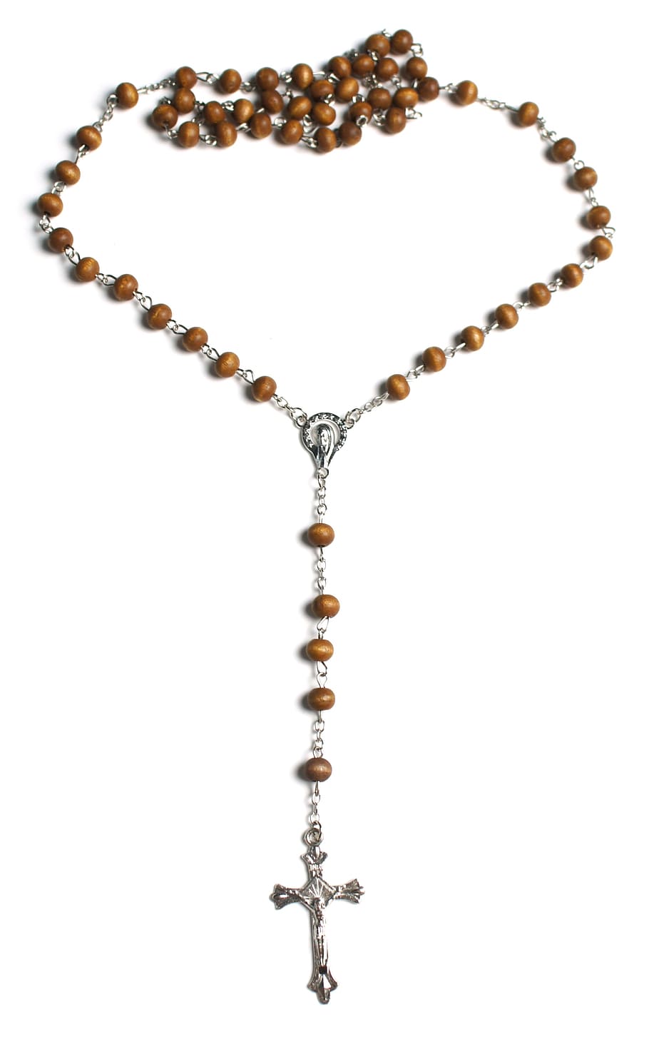 brown, rosary prayer beads, wooden rosary, wood, wooden, rosary, bead, beaded, silver, plated