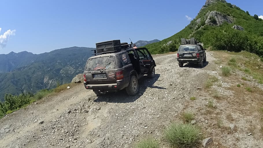 adventure, mountains, jeep, roadtrip, amazing, travel, albania, mode of transportation, transportation, land vehicle