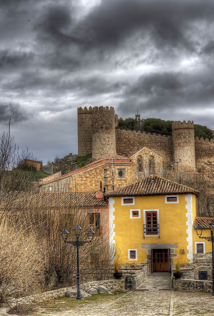mill of the stone slab, avila, wall, city, landscapes, spain, architecture, building exterior, built structure, cloud - sky