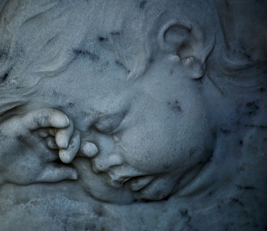 decoración de la pared del niño, Ángel, cementerio, lágrima, llanto, dolor, luto, estatua de piedra, inocencia, tumba