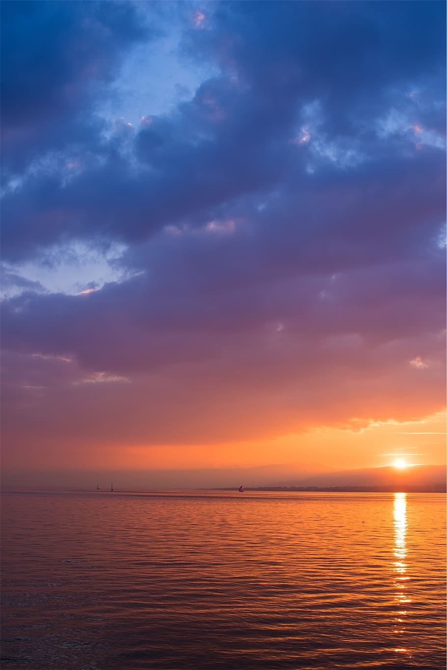 sunset, dusk, sky, clouds, purple, ocean, sea, water, cloud - sky, horizon