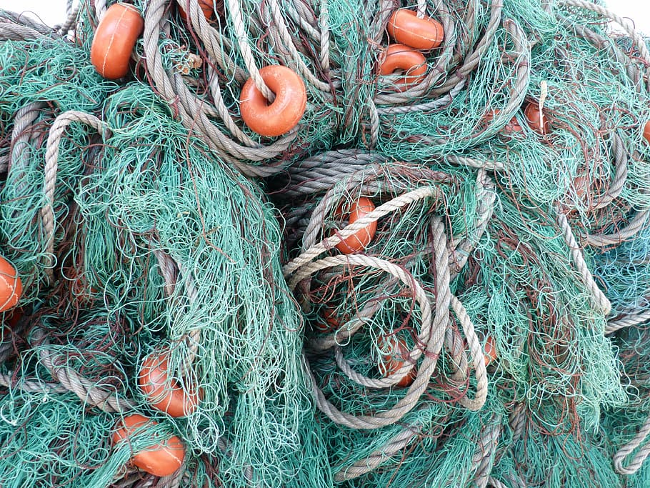 fishing nets, fishing net, fishing, network, port, coast, commercial fishing net, fishing industry, rope, high angle view