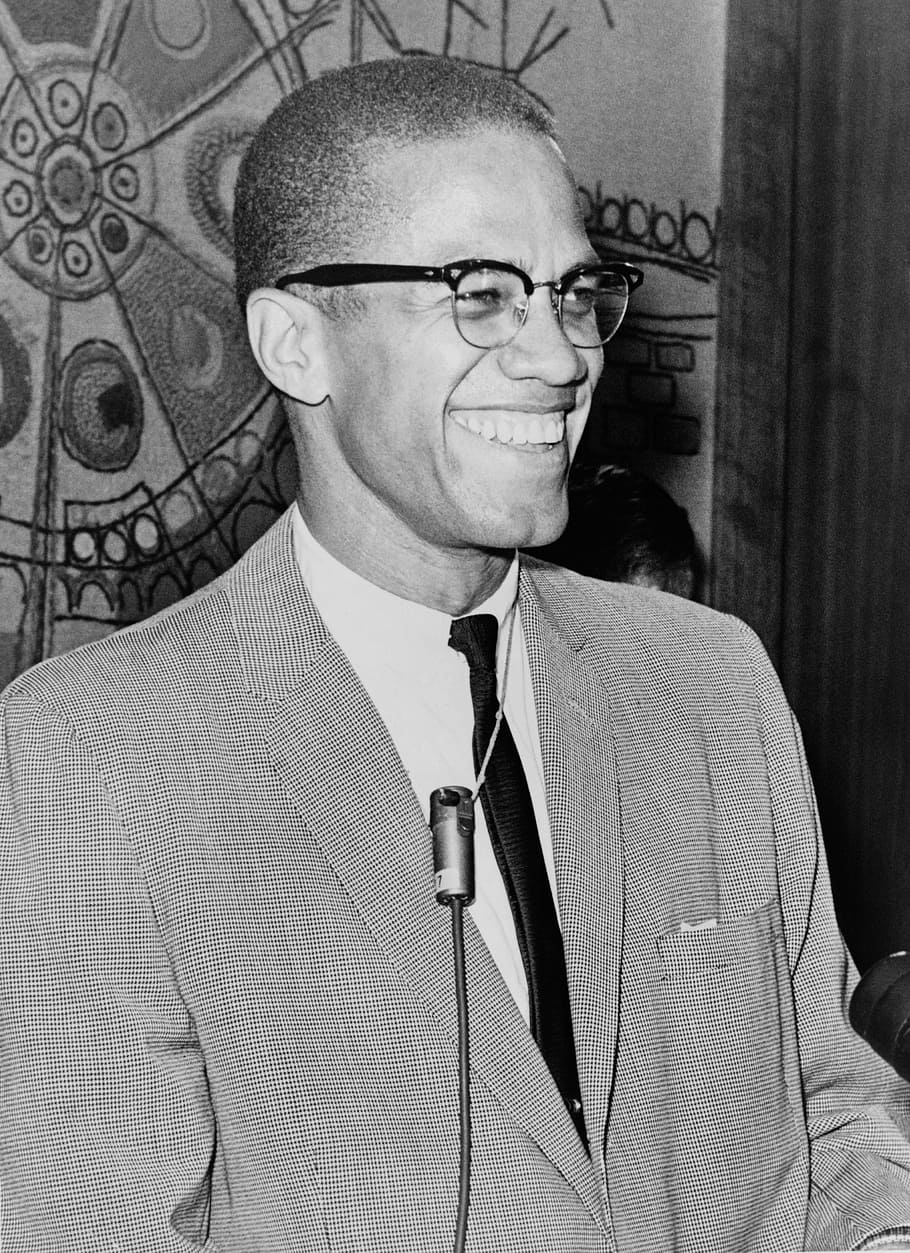 man, wearing, suit jacket, black, necktie, african american, malcolm x, 1962, united states, negro