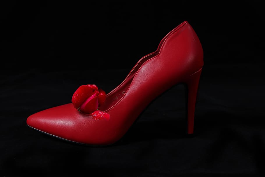 rose, rosa, color, red, beauty, bud, beautiful, roses, black background, high heels