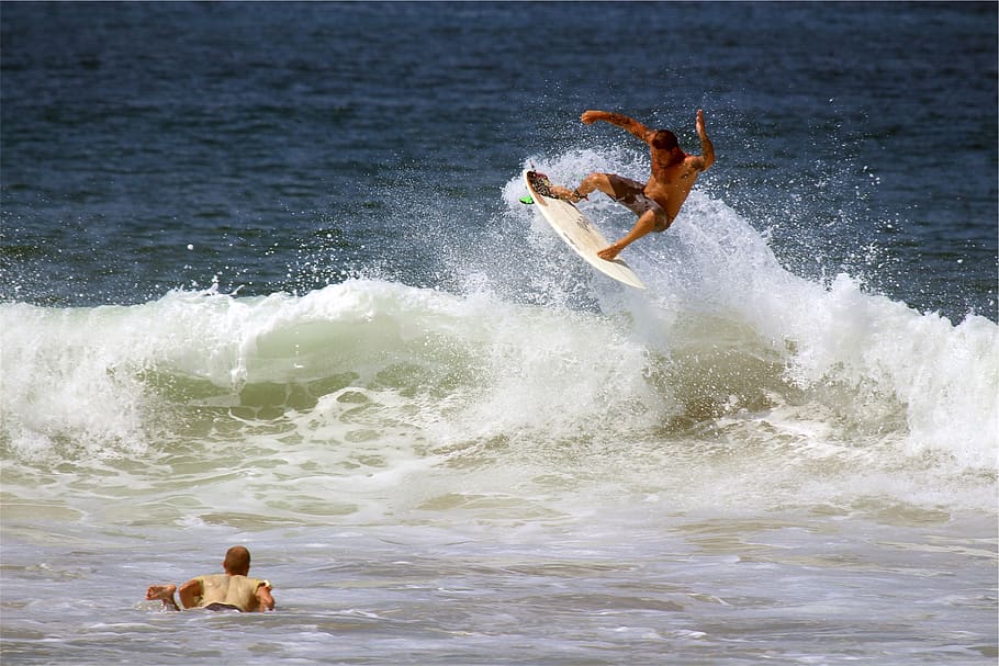surfing, surfer, surfboard, waves, splash, ocean, sea, water, summer, motion