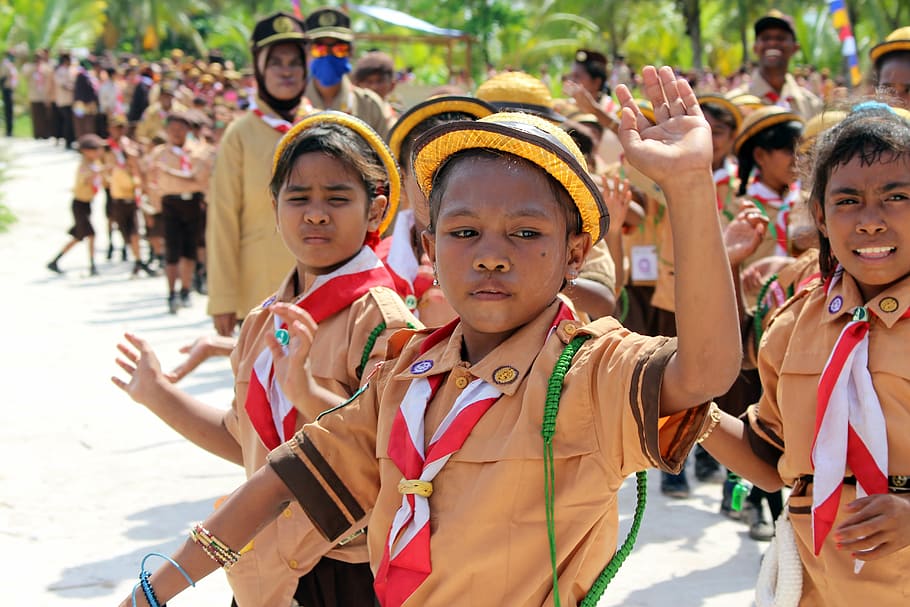 man, prmauka, kids, elementary school children, a scout, indonesian, kei islands, cultures, asia, people