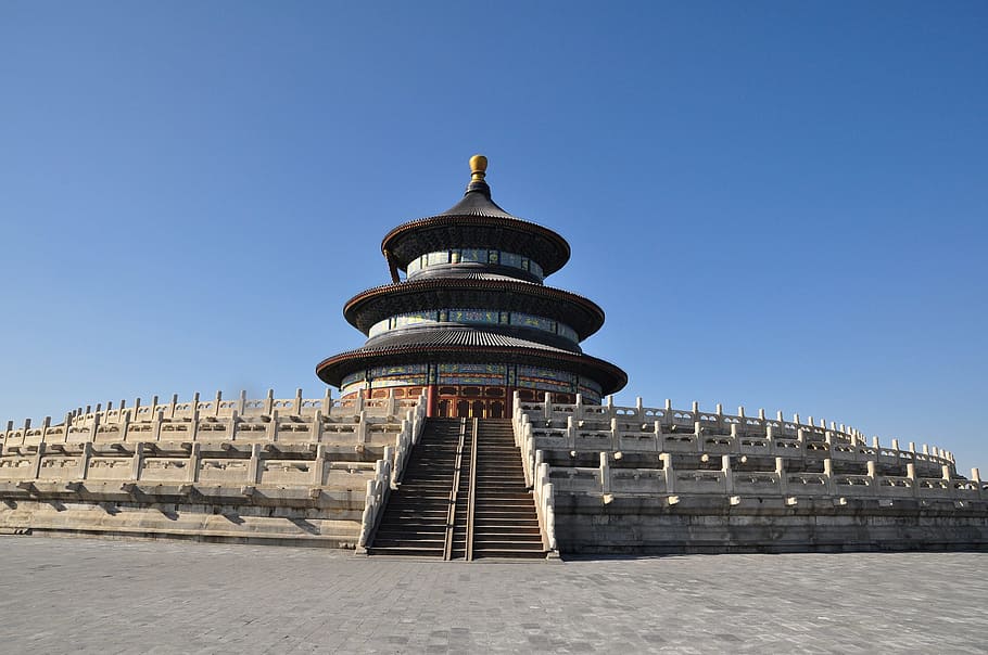 Temple Of Heaven, Beijing, China, the temple of heaven, travel destinations, architecture, building exterior, sky, travel, clear sky