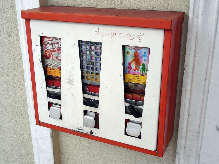 automatic, chewing gum, sweetness, brand, urban, candy, coin operated, vending machine, wall - building feature, architecture