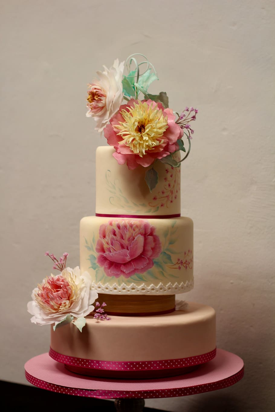 ケーキ, 装飾, 花, パイアート, 飾り, デコ, ピンク色, 結婚式, デザート, 花束