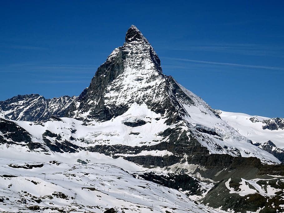 matterhorn, suiza, alpino, paisaje, gornergrat, grande, cumbre, paisaje de montaña, nieve, temperatura fría