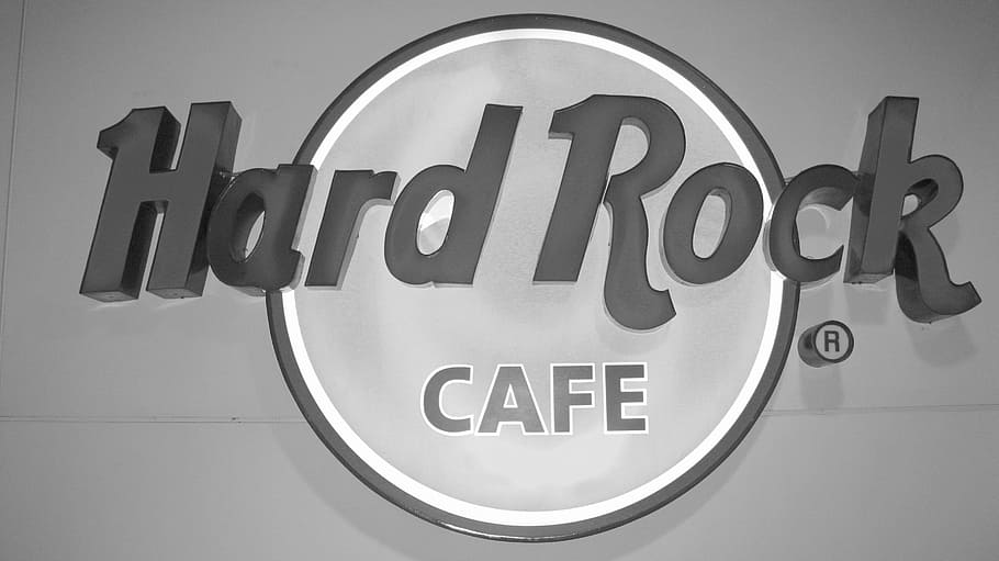 Hard Rock Cafe, Logo, Tanda, Spanduk, kafe, simbol, desain, label, makanan, restoran