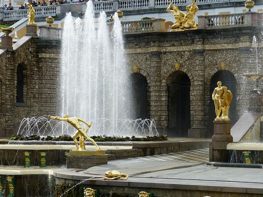 Petersburgo, San Petersburgo, Rusia, históricamente, turismo, palacio, arquitectura, crucero por el río, dorado, oro