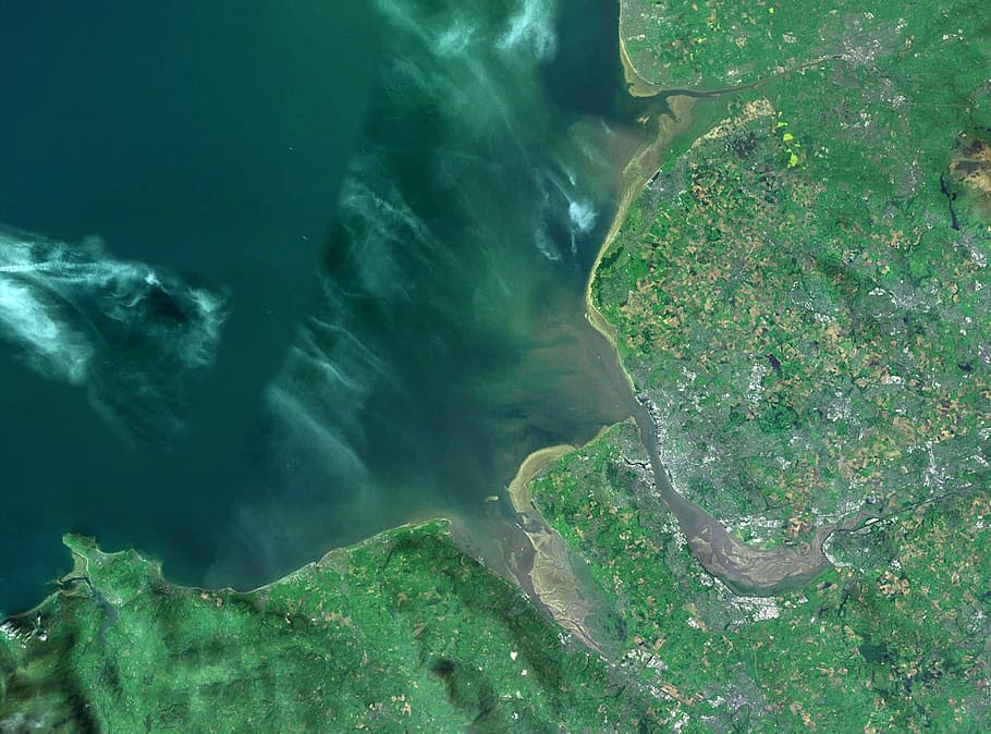 showing, Satellite imagery, Liverpool Bay, England, bay, photos, imagery, liverpool, public domain, satellite