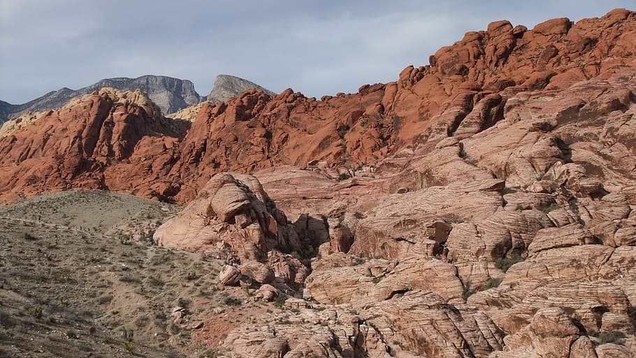 brown rocky mountain, red rock canyon, landscape, desert, mountain, nevada, natural, wilderness, rock, rock - object