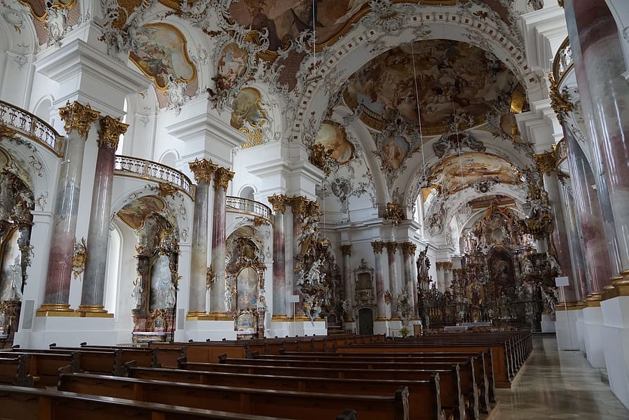 white cathedral, church, zwiefalten, religion, building, baroque, faith, pompous, god, germany