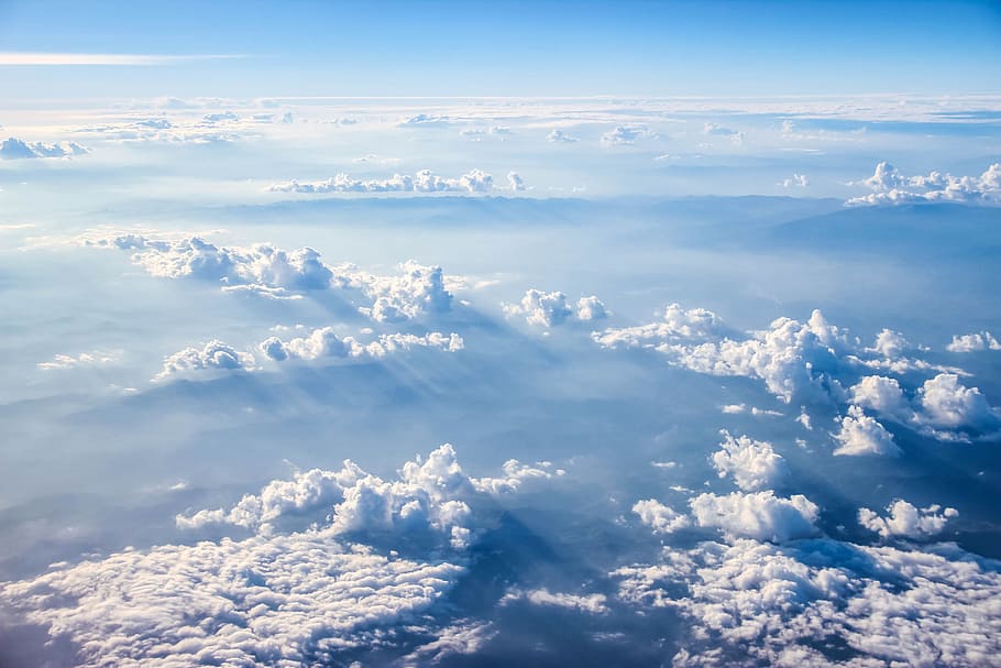 aerial, clouds, daytime, Aerial photo, clouds on the world, sky, cloud, cloud view, blue, white
