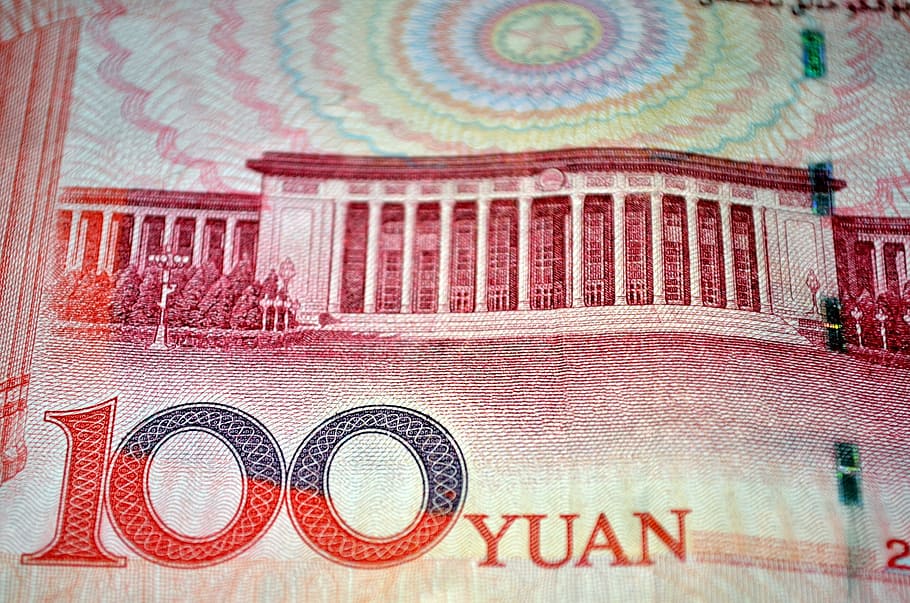 100 chinese yuan banknote, yuan, rmb, currency, chinese, backside, money, renminbi, cny, legal tender