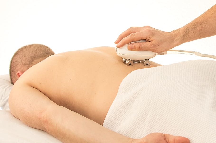 person, using, palm massager, back, Back Pain, Massage, Relaxation, well being, human body part, human hand