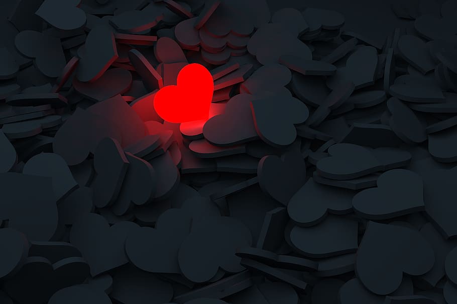 heart-shaped, white, red, decors, heart, love, sorrow, emotions, emotion, loneliness